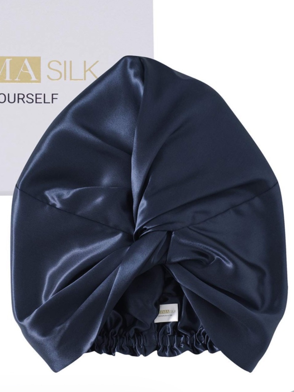Zima 100% Mulberry Silk Twist Bonnet Navy Blue One Size